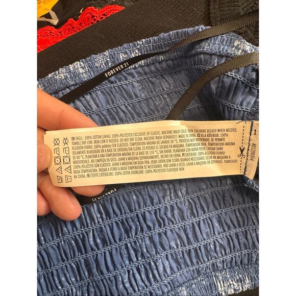 Forever 21 Blue Floral Strapless Smocked Tube Top – Size M - Picture 5 of 8